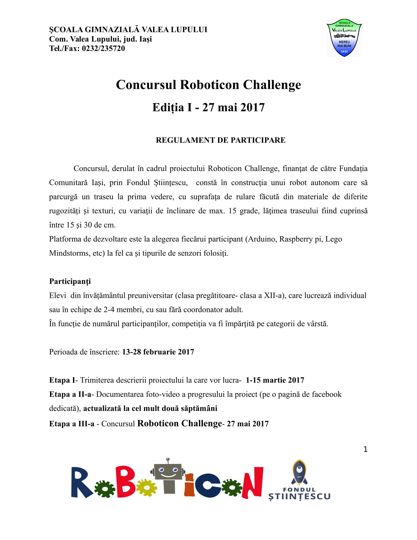 concurs ROBOTICON CHALLENGE 2017-1